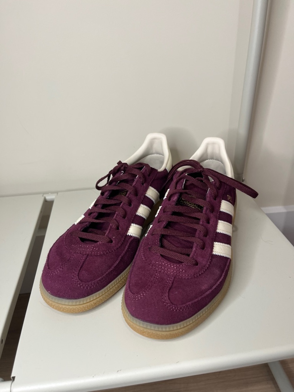 adidas Maroon Suede Sneakers with White Stripes